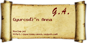 Gyurcsán Anna névjegykártya
